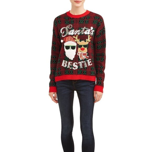 No Boundaries Santa's Bestie Ugly Christmas Sweater - Picture 9 of 12